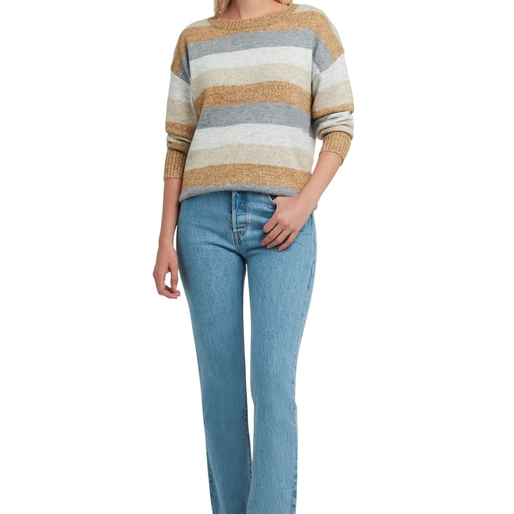 Striped Sweater - Tan, Gray, Cream